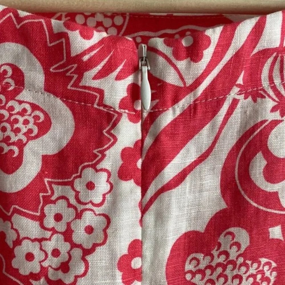 Boden Laurie Linen Dress 14L Lollipop Exotic Escape Semi-Fitted Pockets - Picture 8 of 9